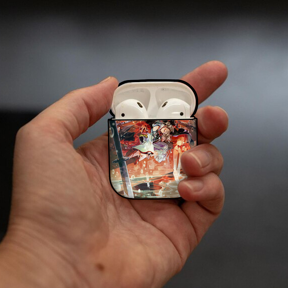 刀剣乱舞 Touken Ranbu AirPods 第2世代保護ケース ハードシェル ブラック 耐衝撃・防指紋・カラビナ付き