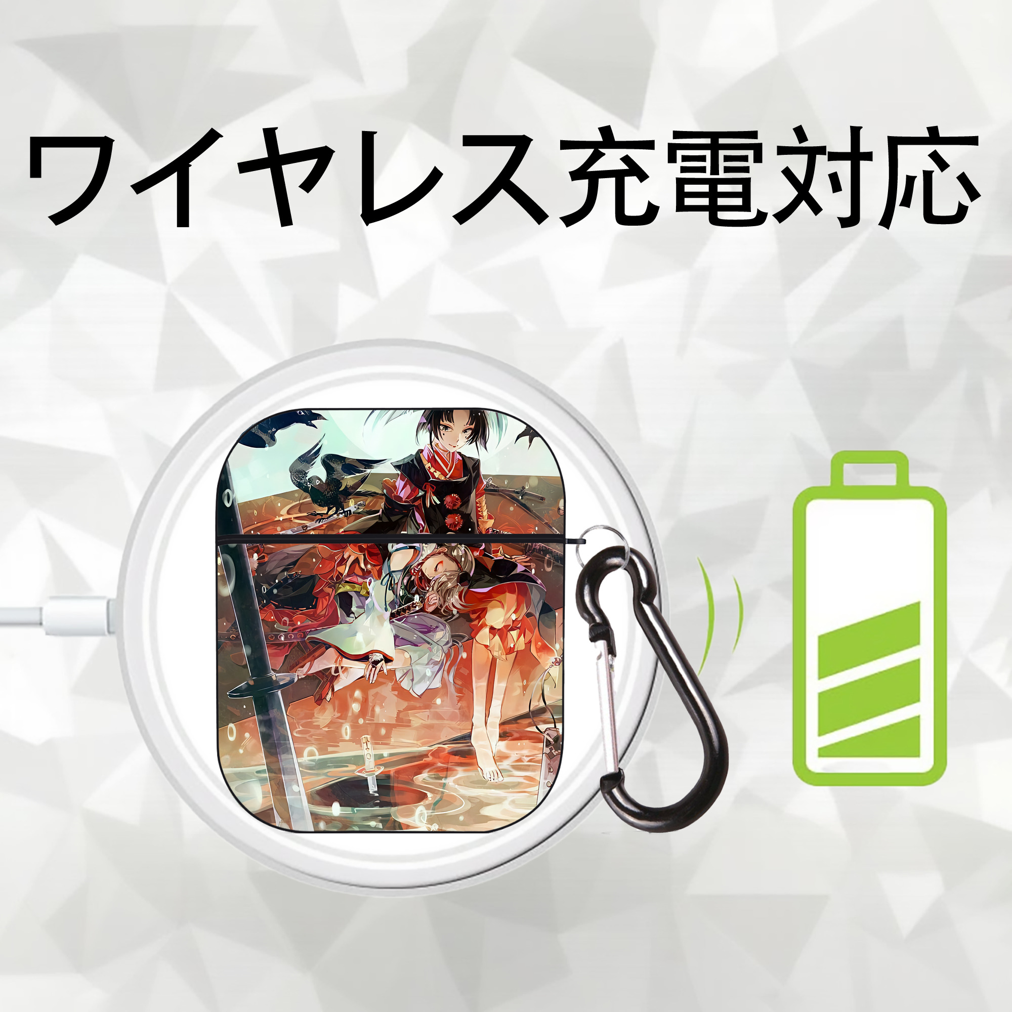 刀剣乱舞 Touken Ranbu AirPods 第2世代保護ケース ハードシェル ブラック 耐衝撃・防指紋・カラビナ付き