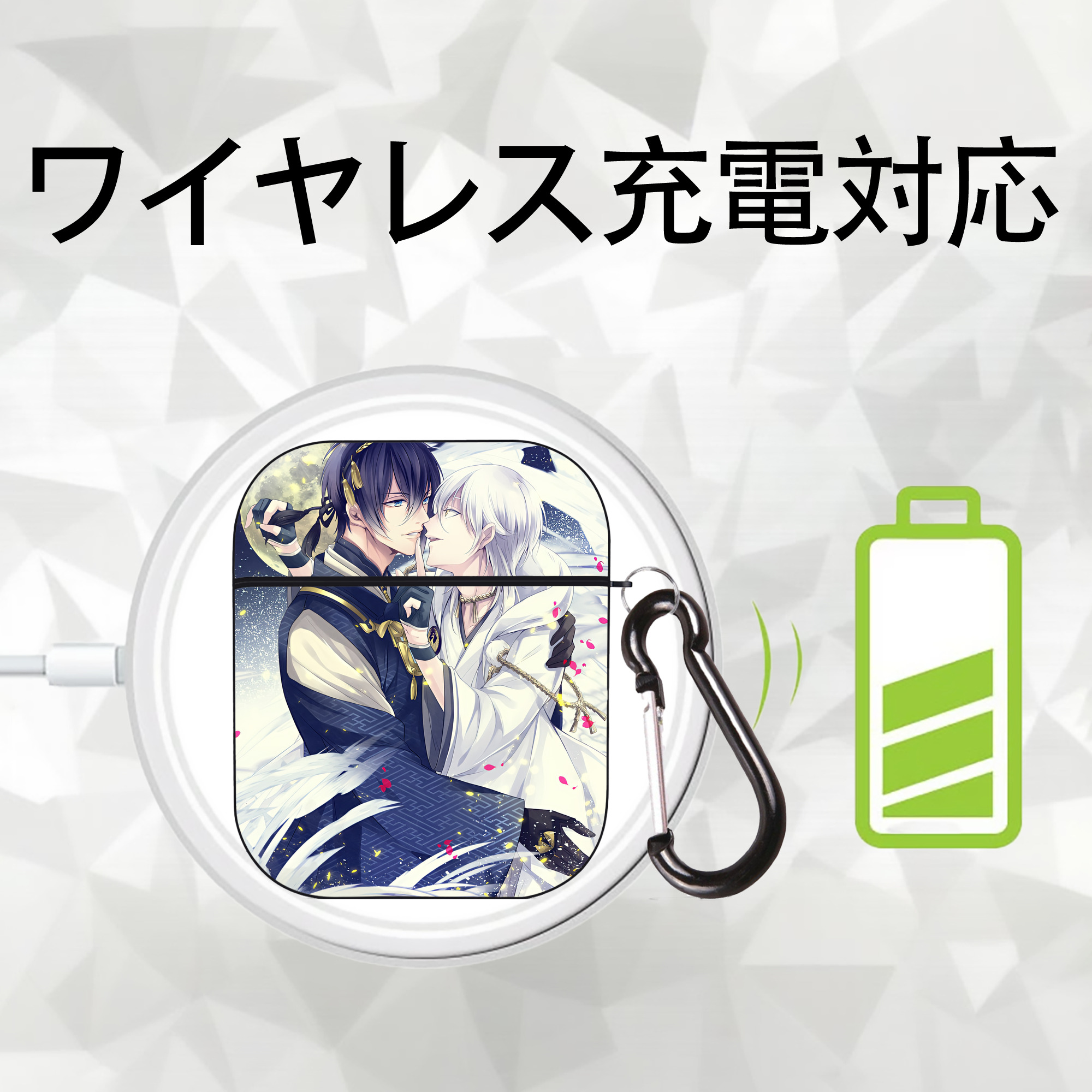 刀剣乱舞 Touken Ranbu AirPods 第2世代保護ケース ハードシェル ブラック 耐衝撃・防指紋・カラビナ付き