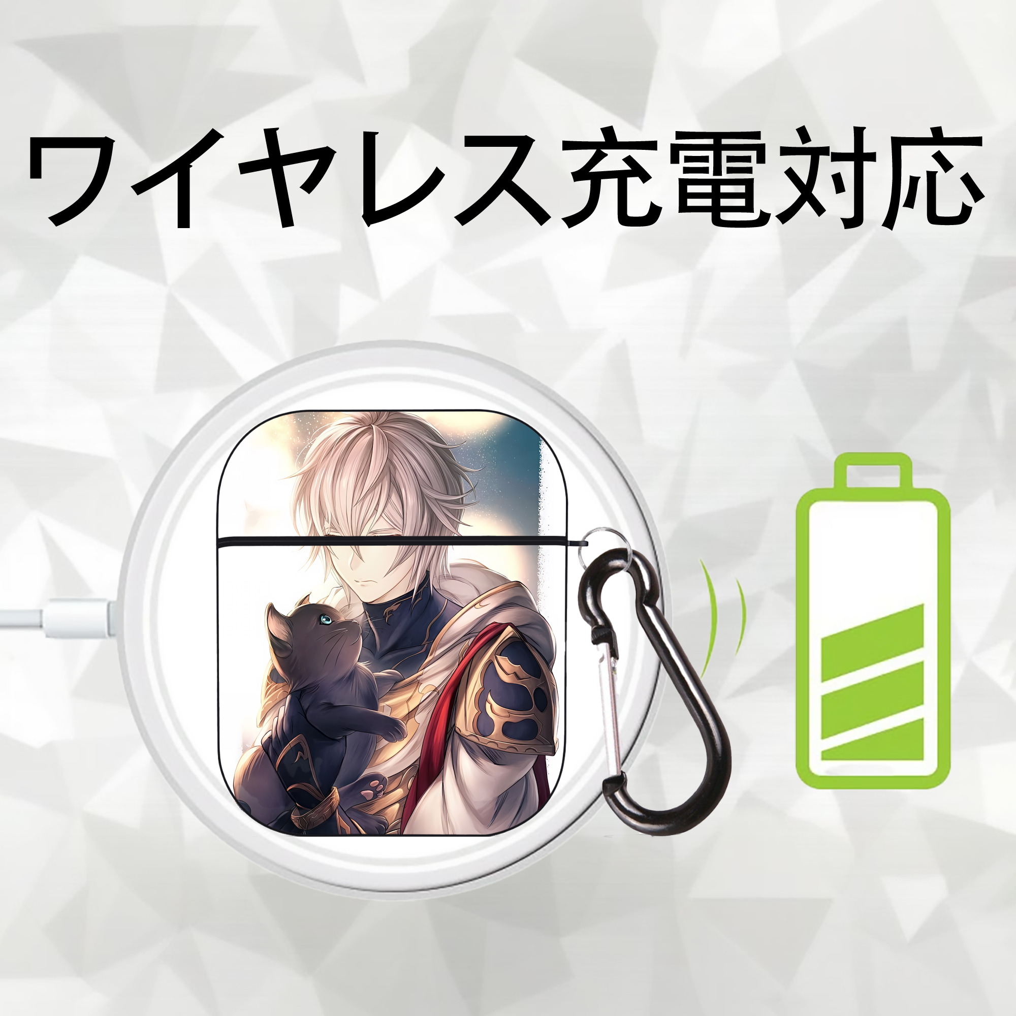 刀剣乱舞 Touken Ranbu AirPods 第2世代保護ケース ハードシェル ブラック 耐衝撃・防指紋・カラビナ付き