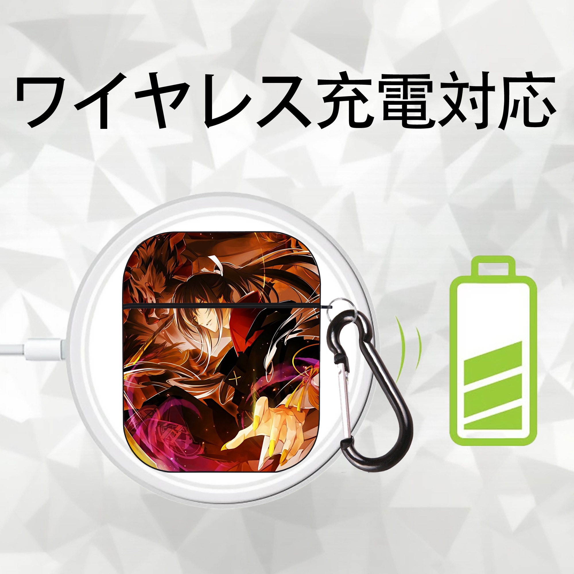 刀剣乱舞 Touken Ranbu AirPods 第2世代保護ケース ハードシェル ブラック 耐衝撃・防指紋・カラビナ付き