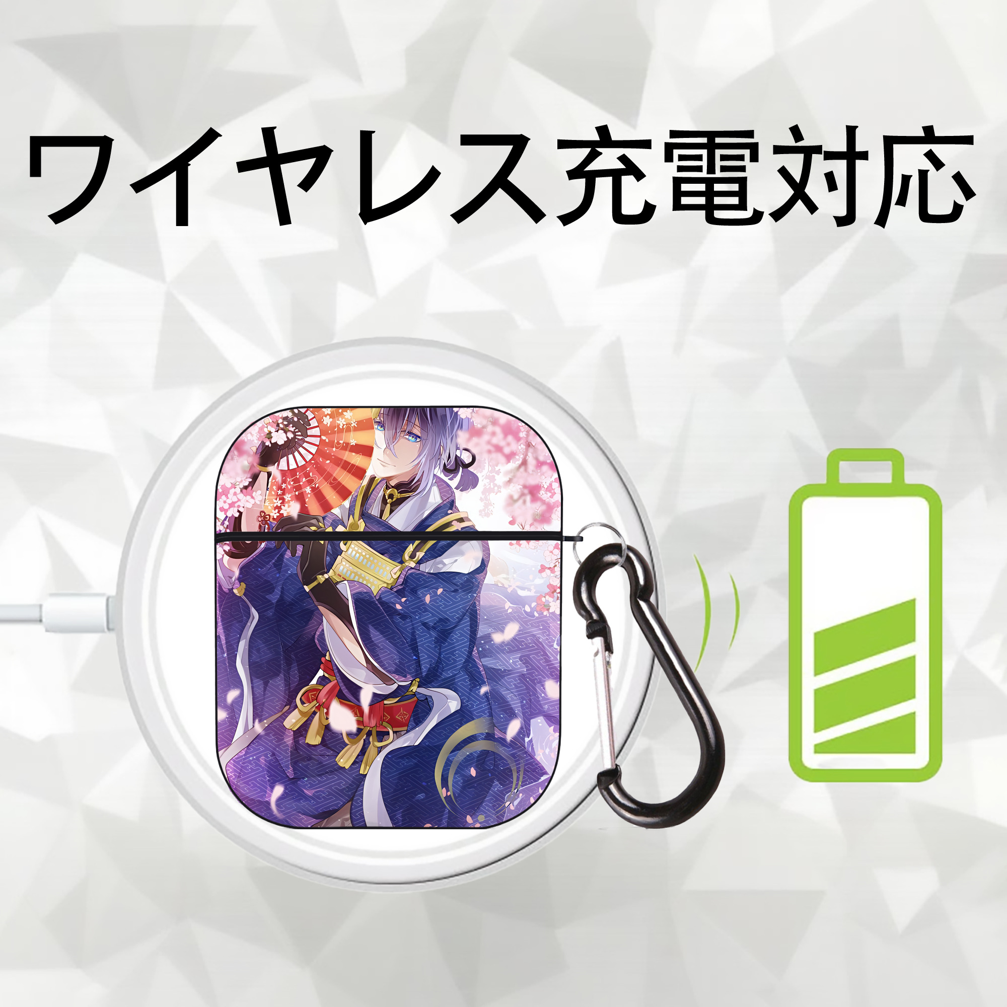 刀剣乱舞 Touken Ranbu AirPods 第2世代保護ケース ハードシェル ブラック 耐衝撃・防指紋・カラビナ付き
