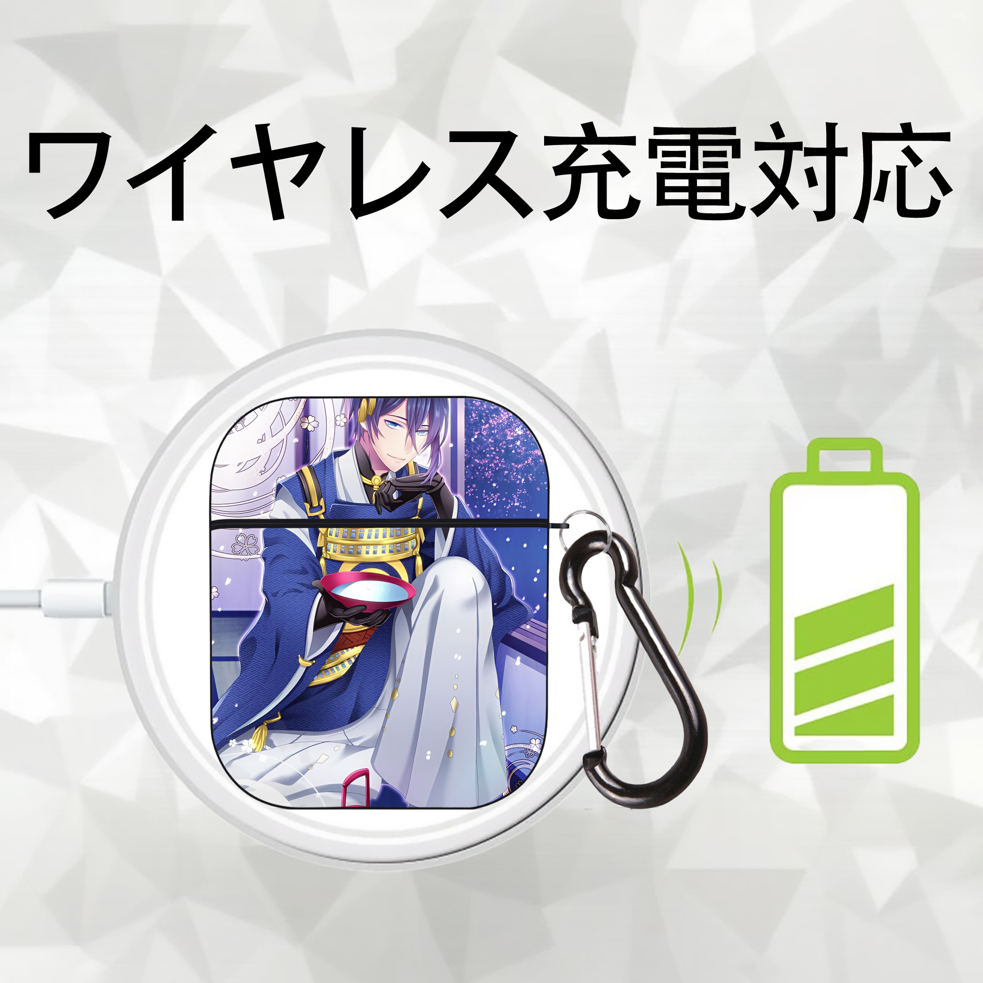刀剣乱舞 Touken Ranbu AirPods 第2世代保護ケース ハードシェル ブラック 耐衝撃・防指紋・カラビナ付き
