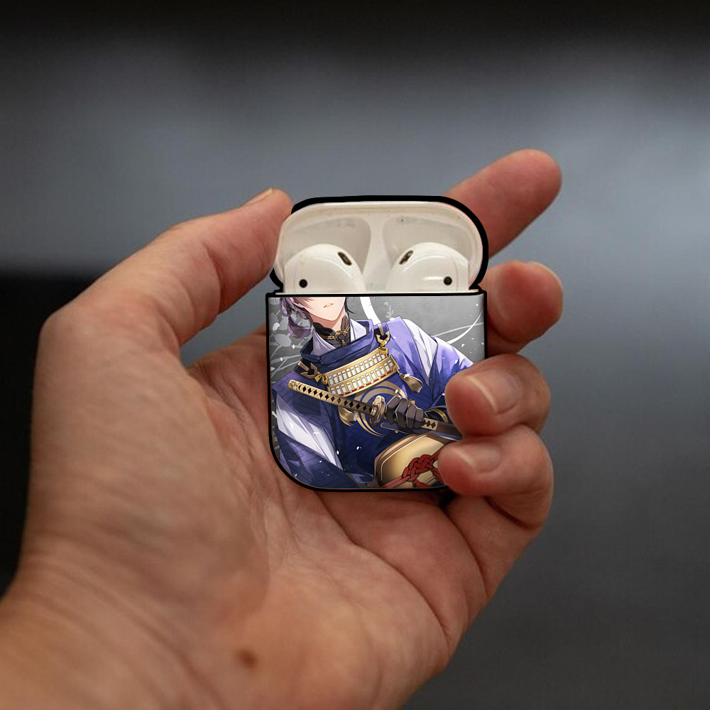 刀剣乱舞 Touken Ranbu AirPods 第2世代保護ケース ハードシェル ブラック 耐衝撃・防指紋・カラビナ付き