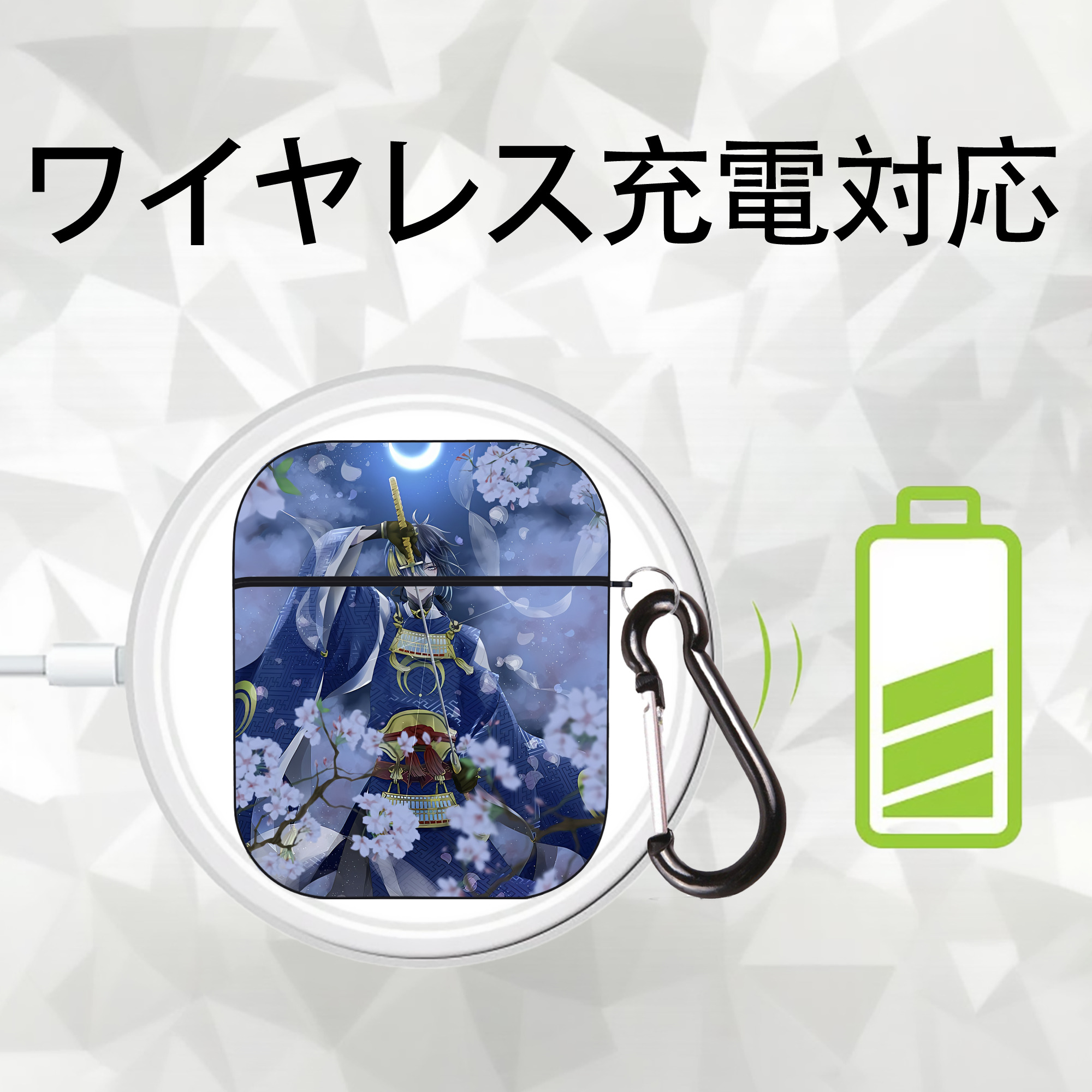 刀剣乱舞 Touken Ranbu AirPods 第2世代保護ケース ハードシェル ブラック 耐衝撃・防指紋・カラビナ付き