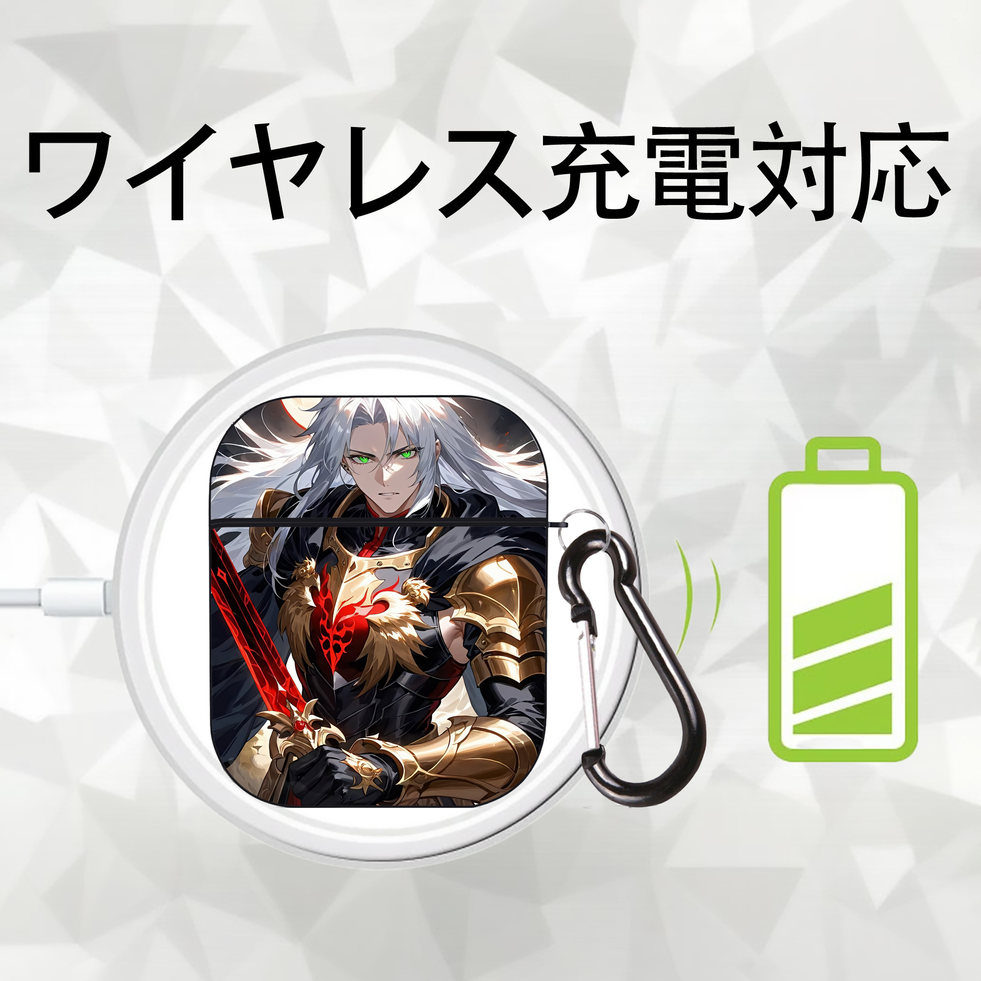 刀剣乱舞 Touken Ranbu AirPods 第2世代保護ケース ハードシェル ブラック 耐衝撃・防指紋・カラビナ付き